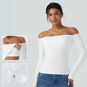 HALARA White Ribbed Top XL NWT
